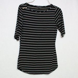 Green Envelope Small Black & White Striped Top